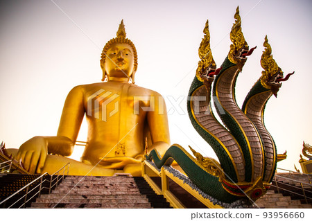 Big Buddha during sunset at Wat Muang in Ang Thong, Thailand Big Buddha during sunset at Wat Muang in Ang Thong, Thailand 93956660