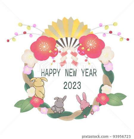 Three rabbits playing in the shimenawa Three rabbits playing in the shimenawa 93956723