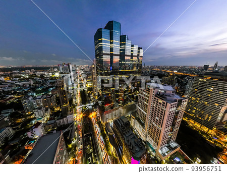 Aerial view of Skywalk Chong Nonsi Bridge in Sathorn, business district, Bangkok, Thailand Aerial view of Skywalk Chong Nonsi Bridge in Sathorn, business district, Bangkok, Thailand 93956751