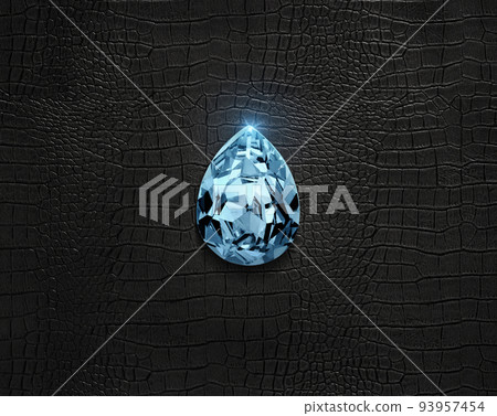 aquamarine diamond on a black leather background 93957454