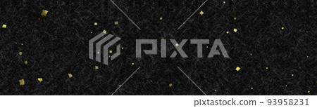 Black Japanese paper banner background with gold leaf 93958231