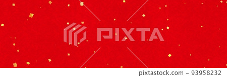 Red Japanese paper banner background with gold leaf 93958232