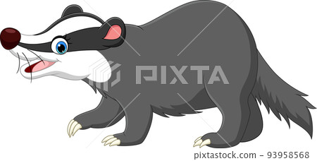 Cartoon badger on white background 93958568
