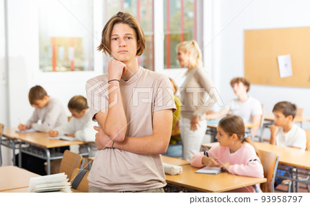 Boy feeling upset after getting bad mark at school Boy feeling upset after getting bad mark at school 93958797