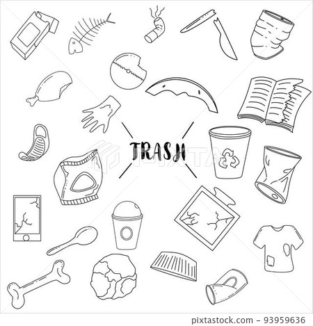 Illustrations of Trash Doodle Collection  93959636