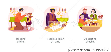 Jewish traditions isolated cartoon vector illustration set 93959637