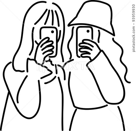 自拍照與朋友女孩插畫 93959930