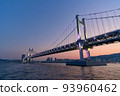 Sunset sea and bridge 93960462