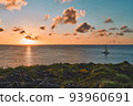 beautiful sunset and sea, yacht 93960691