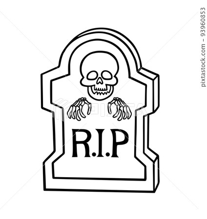 Gravestone RIP with skull line icon. Gravestone RIP with skull line icon. 93960853