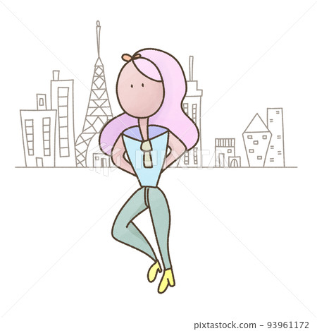 Urban landscape and modern young woman Urban landscape and modern young woman 93961172