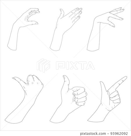 Hand-drawn Collection of Pose Hands Human Illustrations  93962092
