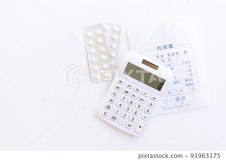 醫療費用藥物和計算器的圖像 醫療費用藥物和計算器的圖像 93963175