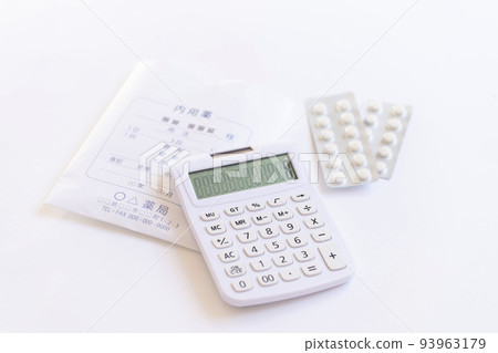Image of medical expenses medicine and calculator 93963179