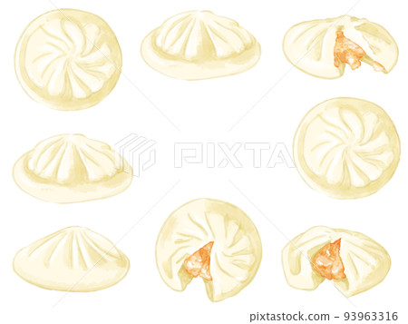 手繪水彩小籠包插圖矩形框和外殼 93963316