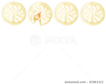 手繪水彩小籠包插畫矩形框頂 93963322