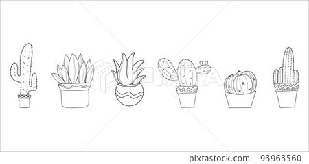 Potted Plants Cactus Hand-drawn Collection Potted Plants Cactus Hand-drawn Collection 93963560