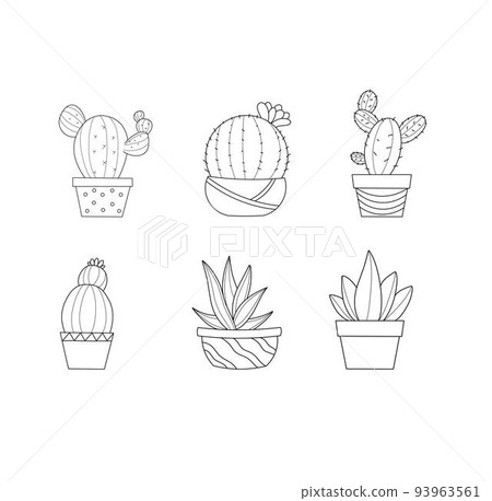 Set of Hand-drawn Cactus Illustrations Set of Hand-drawn Cactus Illustrations 93963561