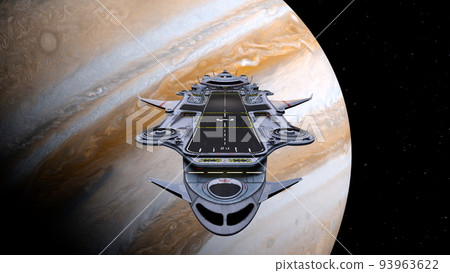 spaceship and planet 93963622