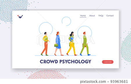 Crowd Psychology Landing Page Template. Business People Walk in Row, Male and Female Characters Going Together Crowd Psychology Landing Page Template. Business People Walk in Row, Male and Female Characters Going Together 93963681