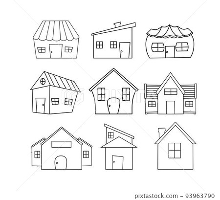 Doodle Line Art House Collection  93963790