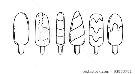 Hand-drawn Set of Ice Cream Stick Illustrations  93963791