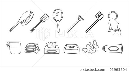 Set of Bathroom Tools White Background Set of Bathroom Tools White Background 93963804