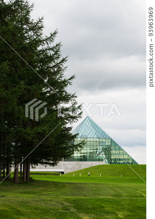 Moerenuma Park glass pyramid and trees like Christmas trees Moerenuma Park glass pyramid and trees like Christmas trees 93963969