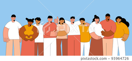 Group of abstract diverse colorful people posing together. Group of abstract diverse colorful people posing together. 93964726
