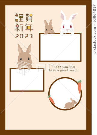 Year of the Rabbit 2023 Rabbit Family Photo Frame New Year's Card Template Year of the Rabbit 2023 Rabbit Family Photo Frame New Year's Card Template 93964817