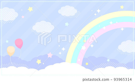 柔和的彩虹背景插圖_藍色 93965314