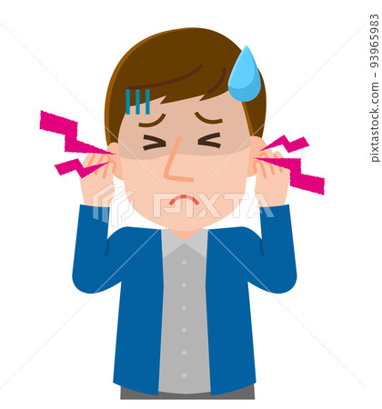 Illustration of a man suffering from tinnitus 93965983