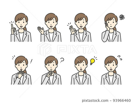 Illustrations of various poses of female office workers Illustrations of various poses of female office workers 93966460