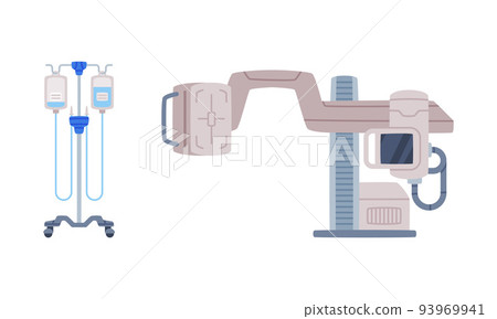 X-ray Machine and Intravenous Bag as Medical Equipment and Assistance Device Vector Set 93969941