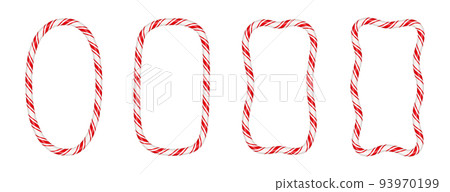 Christmas candy cane vertical frame with red and white stripe. Xmas border with striped candy lollipop pattern. Blank christmas and new year template. Vector illustration isolated on white background Christmas candy cane vertical frame with red and white stripe. Xmas border with striped candy lollipop pattern. Blank christmas and new year template. Vector illustration isolated on white background 93970199
