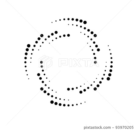 Dot circle speed lines for emblem, design and comic book. Abstract round geometric shape. Halftone graphic striped texture. Circular motion lines. Vector illustration isolated on white background 93970205