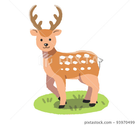 Ezo deer on the lawn (hand drawn color) Ezo deer on the lawn (hand drawn color) 93970499