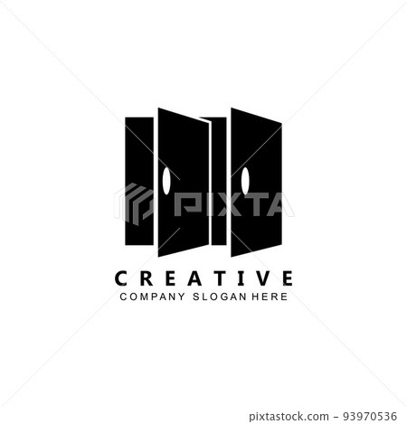 Simple open door logo vector icon symbol Simple open door logo vector icon symbol 93970536