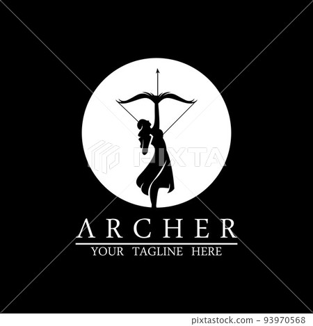 Athena Minerva Silhouette with , Royal archer Logo Design Athena Minerva Silhouette with , Royal archer Logo Design 93970568