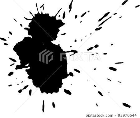 Black Ink drop on white background. Round, ragged inkblot Black Ink drop on white background. Round, ragged inkblot 93970644