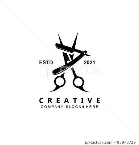 Barber tool scissors logo icon background symbol 93970729