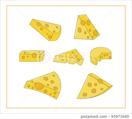 Vector Set of Cheese Colored Illustrations 93971689