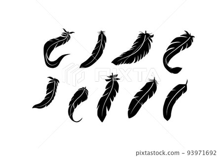 Collection of Feather Silhouette Illustrations Collection of Feather Silhouette Illustrations 93971692