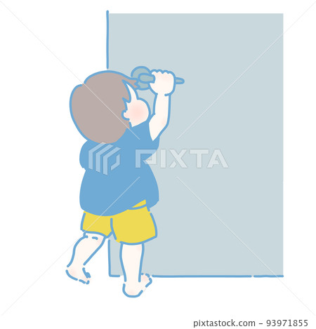 Boy trying to open the door (modern color) Boy trying to open the door (modern color) 93971855