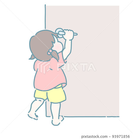 Girl trying to open the door (pastel color) 93971856