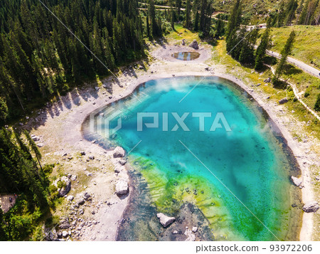 Lake of Carezza in the Dolomite Alps in Italy Lake of Carezza in the Dolomite Alps in Italy 93972206