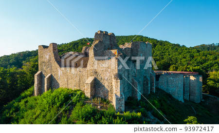Aerial drone view of the Neamt Citadel in Targu Neamt, Romania Aerial drone view of the Neamt Citadel in Targu Neamt, Romania 93972417