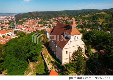 Aerial drone view of the Historic Centre of Sighisoara, Romania 93972655