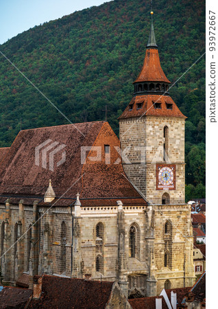 View of The Black Church in old Brasov centre, Romania View of The Black Church in old Brasov centre, Romania 93972667