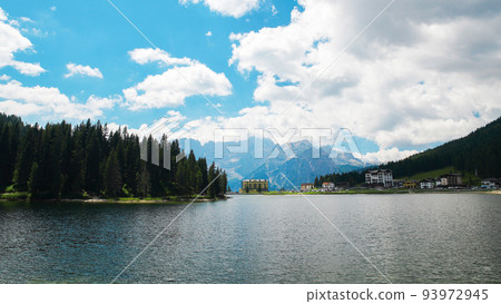 Lake in Dolomite Alps in Italy Lake in Dolomite Alps in Italy 93972945
